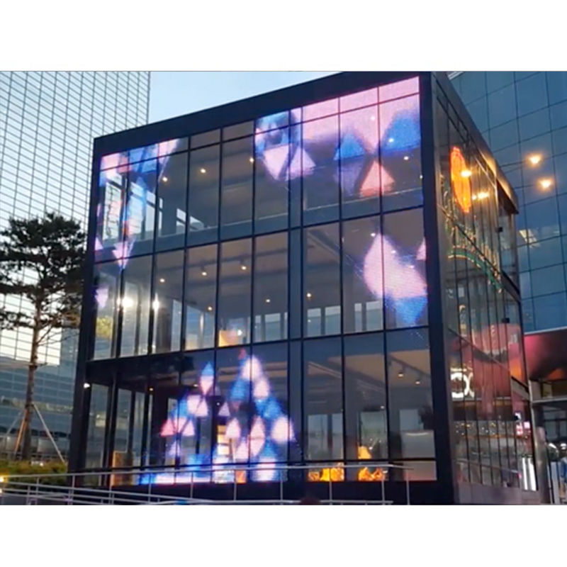 Panel de pantalla LED transparente de vidrio HD P3.91-7.8 para interiores y exteriores