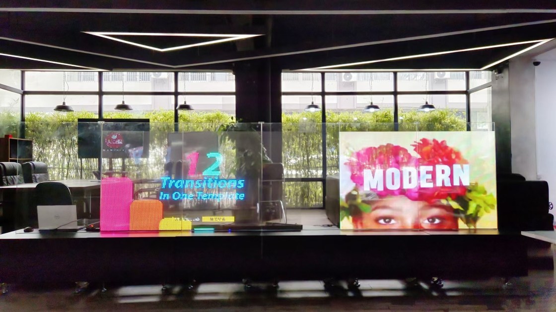 Indoor impermeable Transparente LED señalización, Multicolor LED transparente pantalla de película