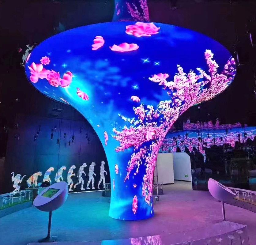 Pantalla de pantalla LED flexible ligera de pared multicolor con tono de píxeles de 2 mm